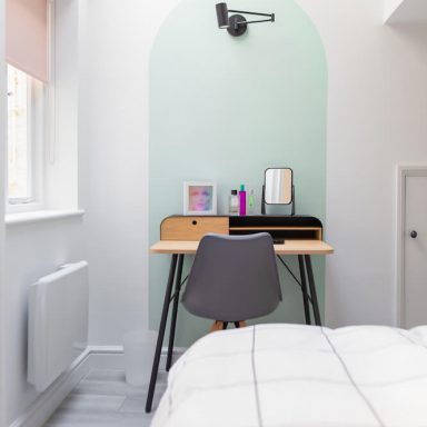 brighton airbnb pastel bedroom design